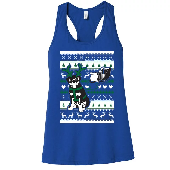 Cute Christmas Rottweiler Gift Women's Racerback Tank