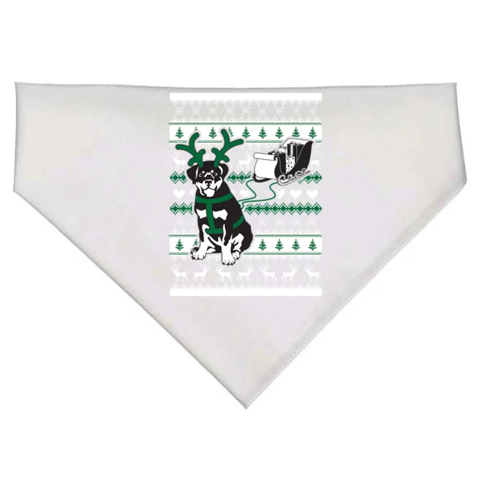 Cute Christmas Rottweiler Gift USA-Made Doggie Bandana