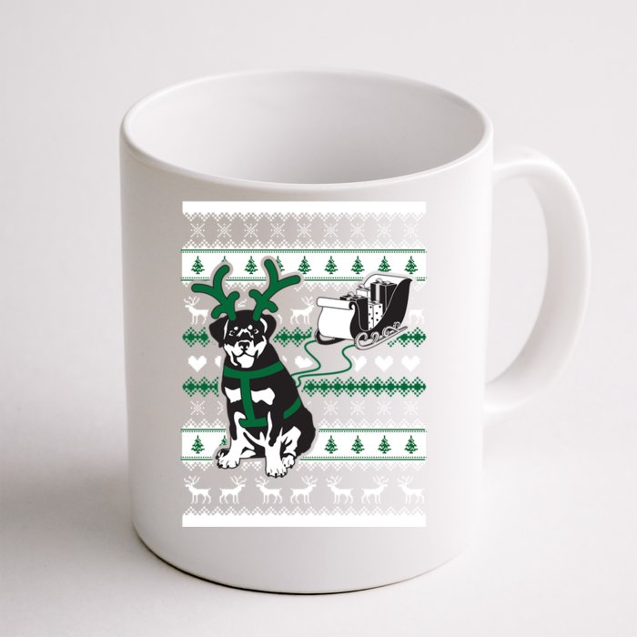 Cute Christmas Rottweiler Gift Front & Back Coffee Mug