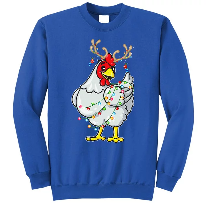 Christmas Chicken Reindeer Antlers Lights Pajama S Sweatshirt