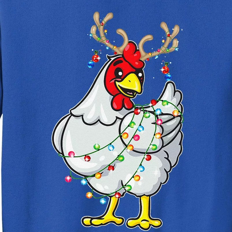 Christmas Chicken Reindeer Antlers Lights Pajama S Tall Sweatshirt