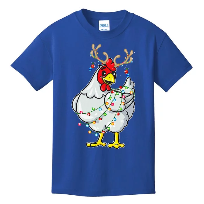 Christmas Chicken Reindeer Antlers Lights Pajama S Kids T-Shirt