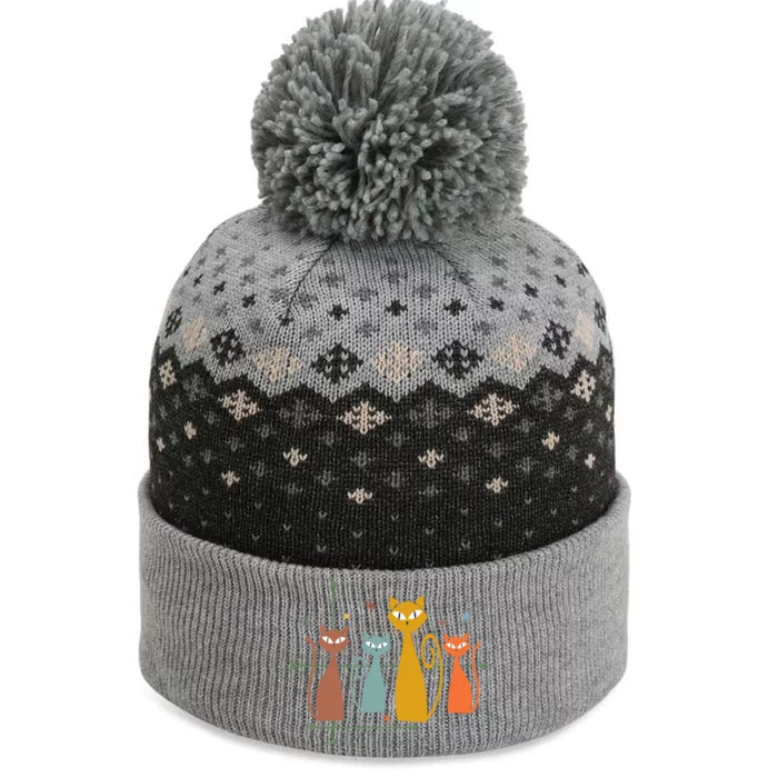 Century Cat Retro Cool The Baniff Cuffed Pom Beanie