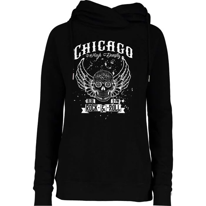 Chicago Classic Retro Vintage Illinois Windy RockNRoll Womens Funnel Neck Pullover Hood