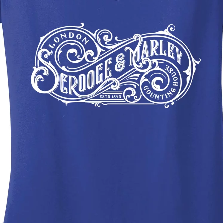 Christmas Carol Scrooge And Marley Counting House Gift Cute Gift Women's V-Neck T-Shirt