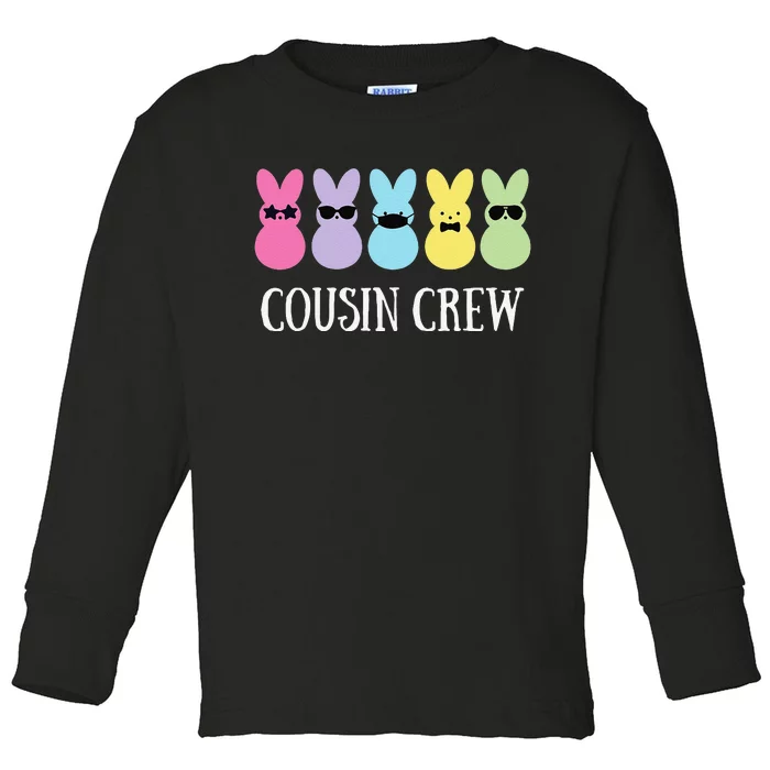 Cousin Crew Squad Bunny Rabbit Easter Day Party Matching Toddler Long Sleeve Shirt