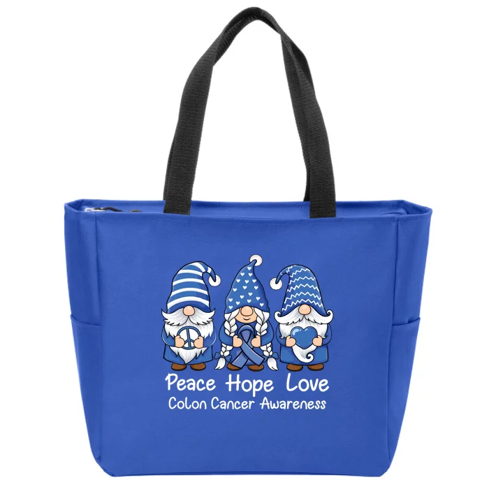 Colon Cancer Support Gnomes With Ribbon Colorectal Awareness Gift Zip Tote Bag