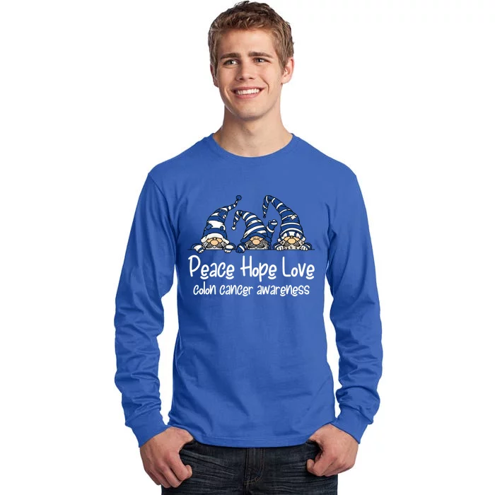 Colon Cancer Support Gnomes With Ribbon Colorectal Awareness Funny Gift Tall Long Sleeve T-Shirt