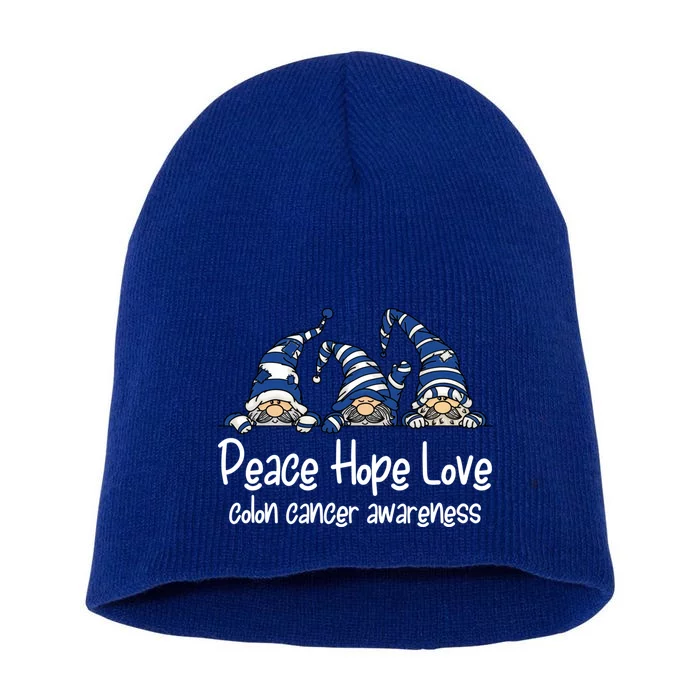 Colon Cancer Support Gnomes With Ribbon Colorectal Awareness Funny Gift Short Acrylic Beanie