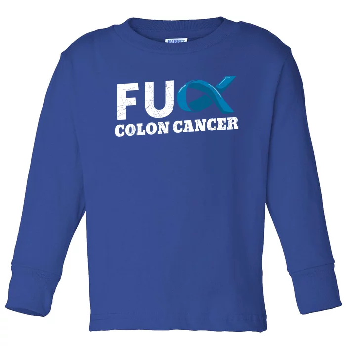 Colon Cancer Surgery Colorectal Blue Ribbon Colonoscopy Great Gift Toddler Long Sleeve Shirt