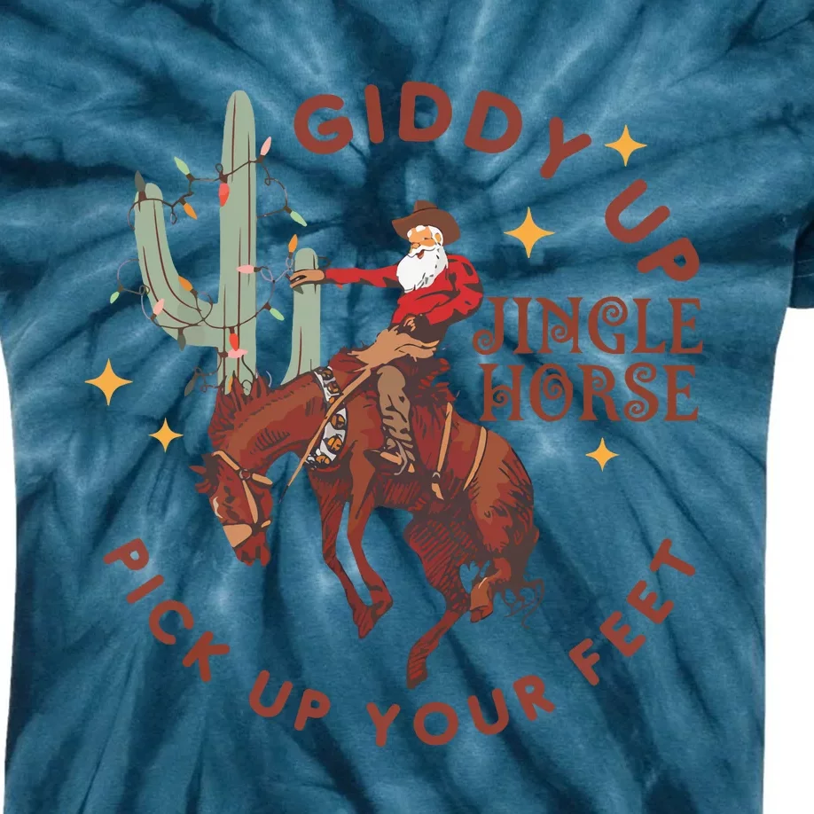 Cowboy Christmas Sweater Giddy Up Jingle Horse Pick Up Your Feet Howdy Country Kids Tie-Dye T-Shirt