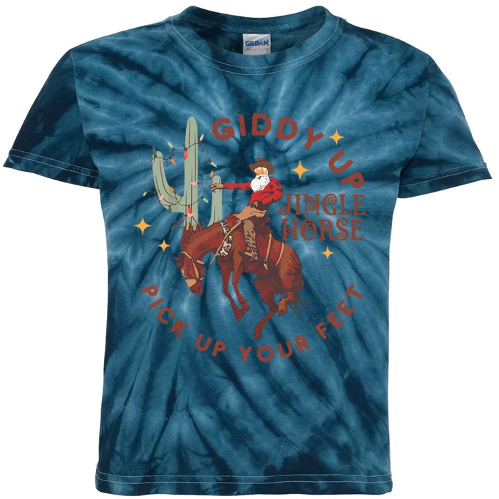 Cowboy Christmas Sweater Giddy Up Jingle Horse Pick Up Your Feet Howdy Country Kids Tie-Dye T-Shirt