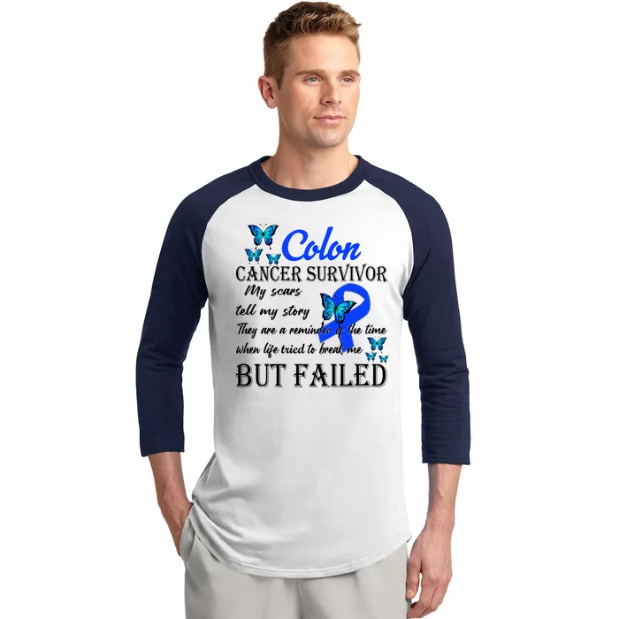 Colon Cancer Survivor My Scars Tell My Story Baseball Sleeve Shirt