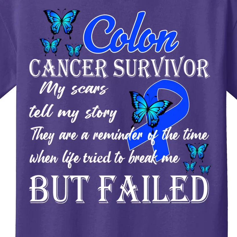 Colon Cancer Survivor My Scars Tell My Story Kids T-Shirt