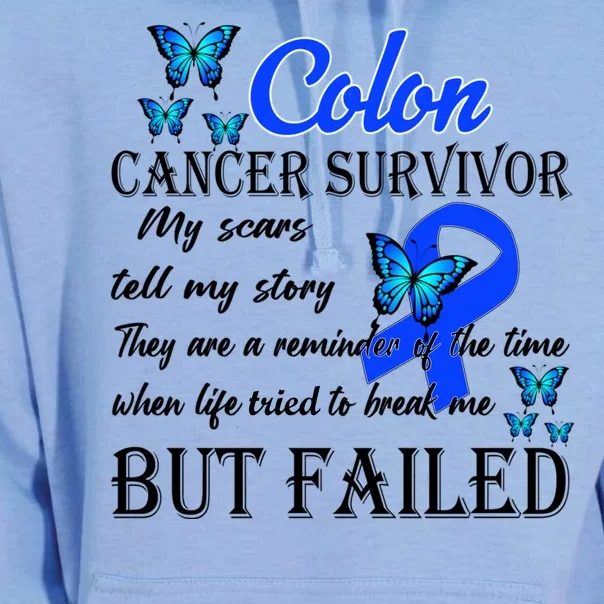 Colon Cancer Survivor My Scars Tell My Story Unisex Surf Hoodie