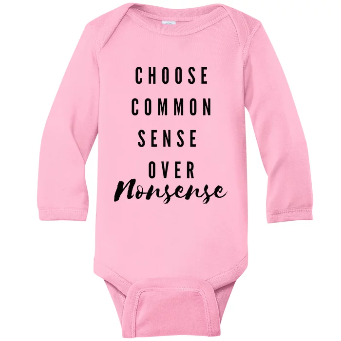 Chose Common Sense Over Nonsense Kamala Harris 2024 Baby Long Sleeve Bodysuit