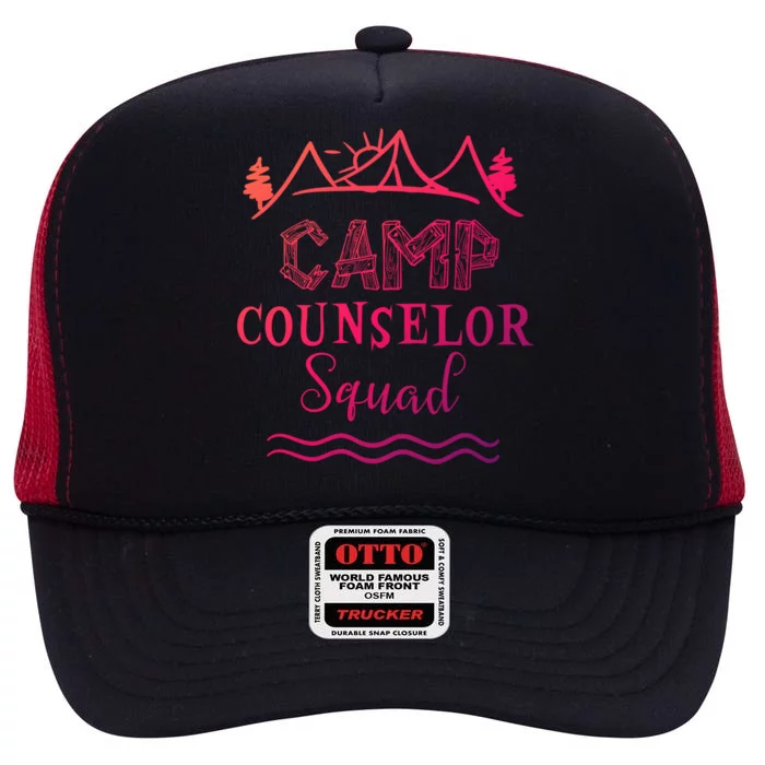 Camp Counselor Squad Gift Idea For Summer Camp Counselors Cool Gift High Crown Mesh Trucker Hat