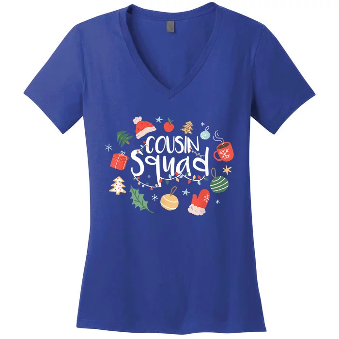 Christmas Cousin Squad Crew Matching Family Group Xmas Party Gift Women's V-Neck T-Shirt