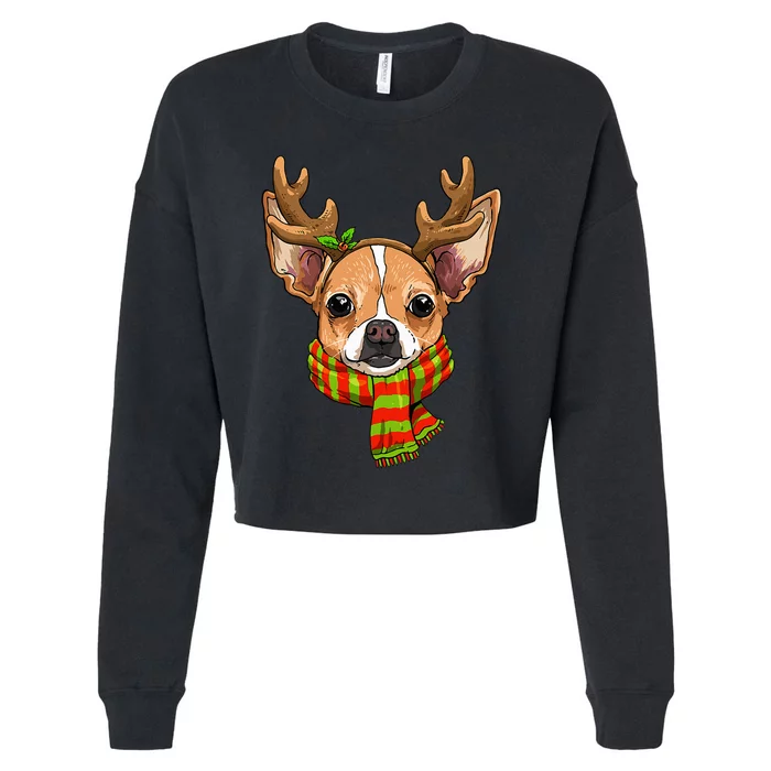 Chihuahua Christmas Santa Clause Dog Reindeer Xmas Dog Lover Cropped Pullover Crew