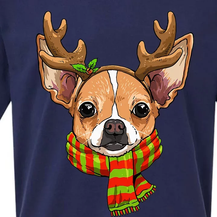 Chihuahua Christmas Santa Clause Dog Reindeer Xmas Dog Lover Sueded Cloud Jersey T-Shirt