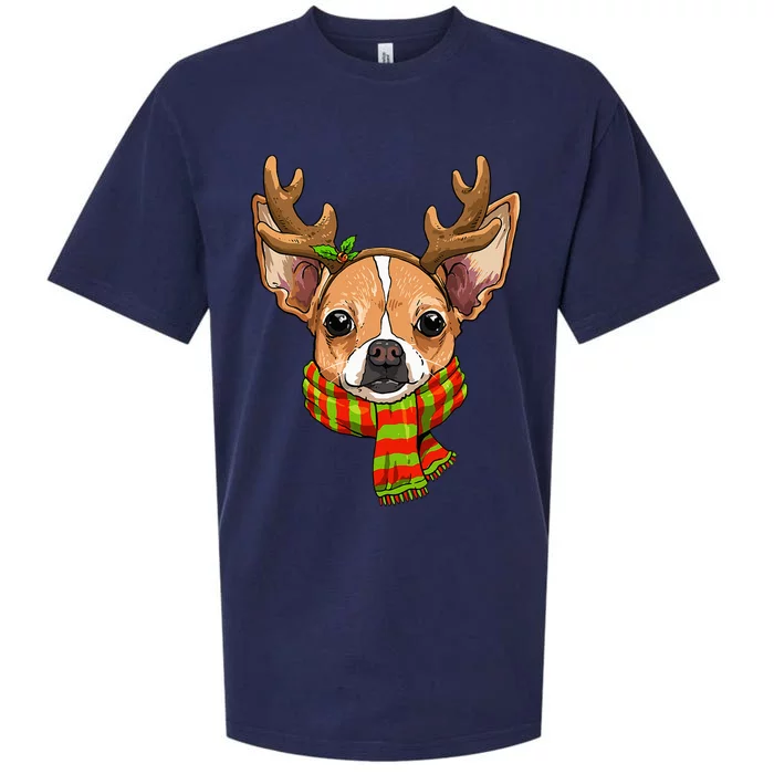 Chihuahua Christmas Santa Clause Dog Reindeer Xmas Dog Lover Sueded Cloud Jersey T-Shirt