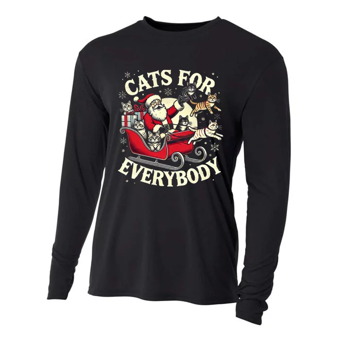 Christmas Cat Santa Cat Lover Christmas Cats For Everybody Cooling Performance Long Sleeve Crew