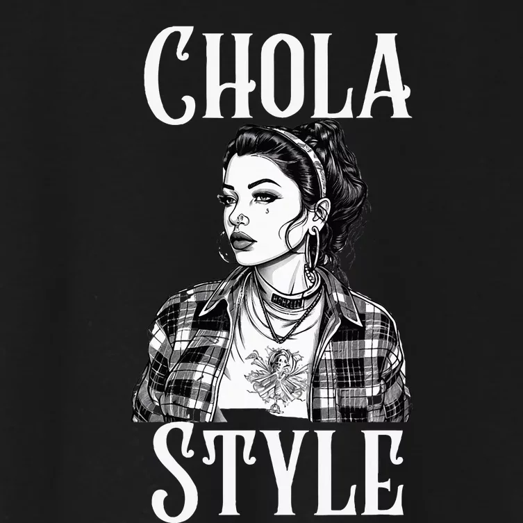 Chicana Chola Style Lowrider Clothes Mexican American Latina Women's Crop Top Tee