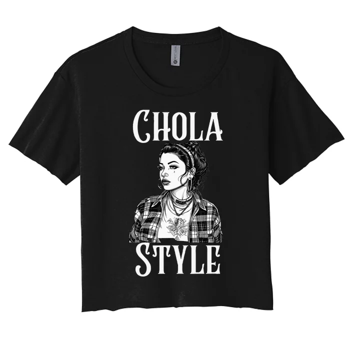 Chicana Chola Style Lowrider Clothes Mexican American Latina Women's Crop Top Tee