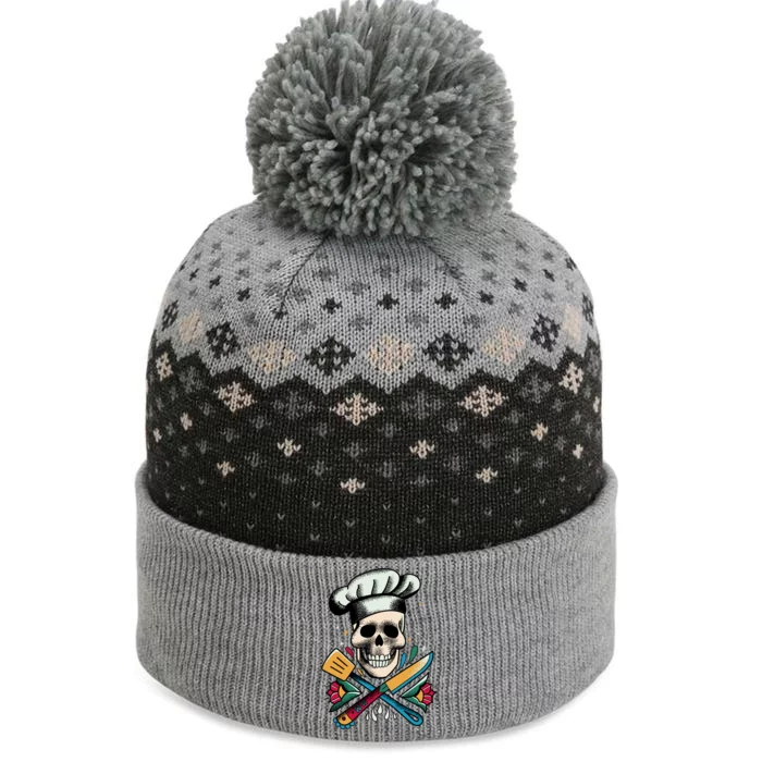 Cooking Chef Skull The Baniff Cuffed Pom Beanie