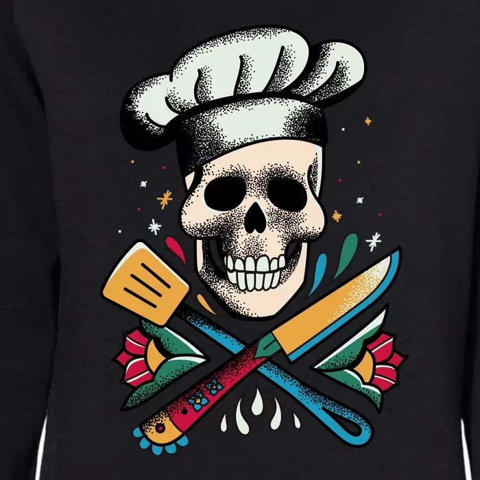 Cooking Chef Skull Womens California Wash Sweatshirt