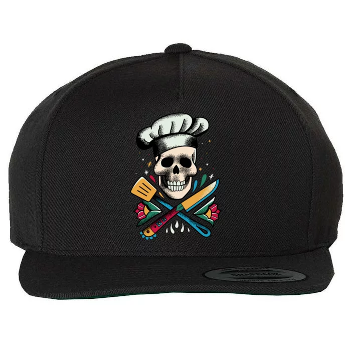 Cooking Chef Skull Wool Snapback Cap