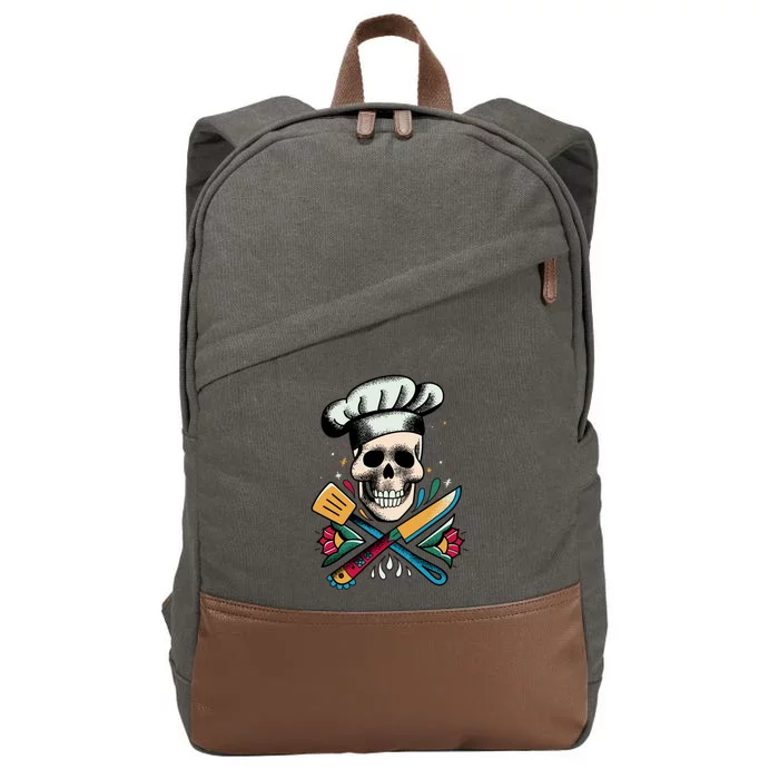 Cooking Chef Skull Cotton Canvas Backpack