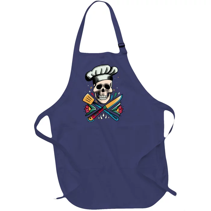 Cooking Chef Skull Full-Length Apron With Pocket