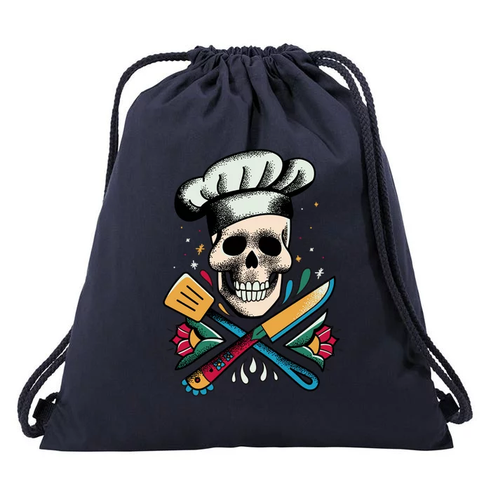 Cooking Chef Skull Drawstring Bag