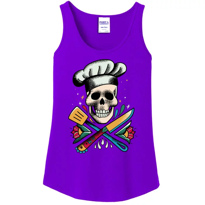 Cooking Chef Skull Ladies Essential Tank