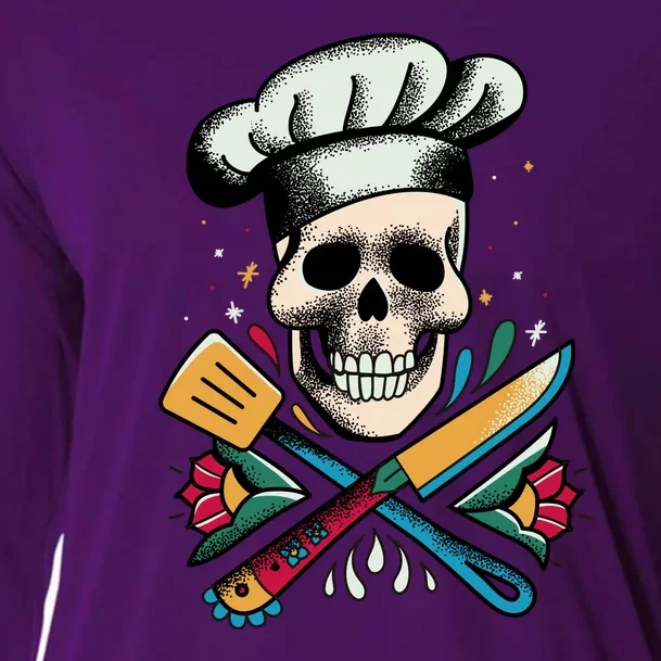 Cooking Chef Skull Cooling Performance Long Sleeve Crew