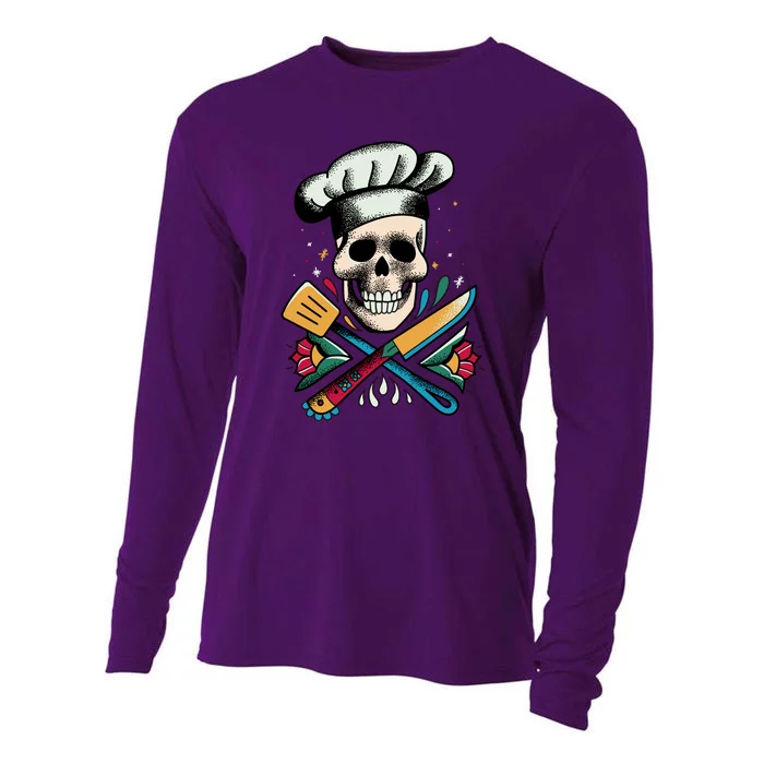 Cooking Chef Skull Cooling Performance Long Sleeve Crew