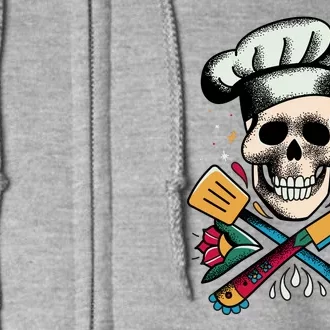 Cooking Chef Skull Full Zip Hoodie