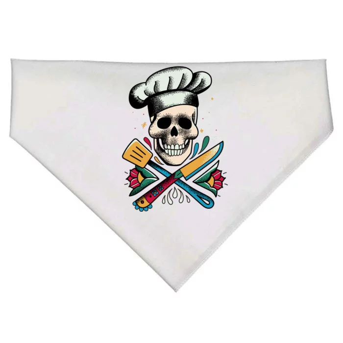 Cooking Chef Skull USA-Made Doggie Bandana