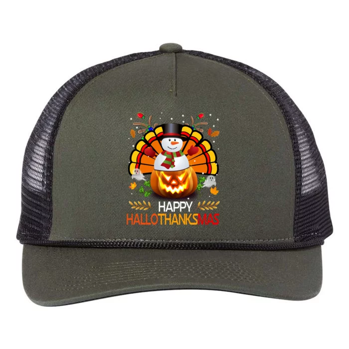 Chirstmas Cute Snow Turkey Pumpkin Happy Hallothanksmas Gift Retro Rope Trucker Hat Cap