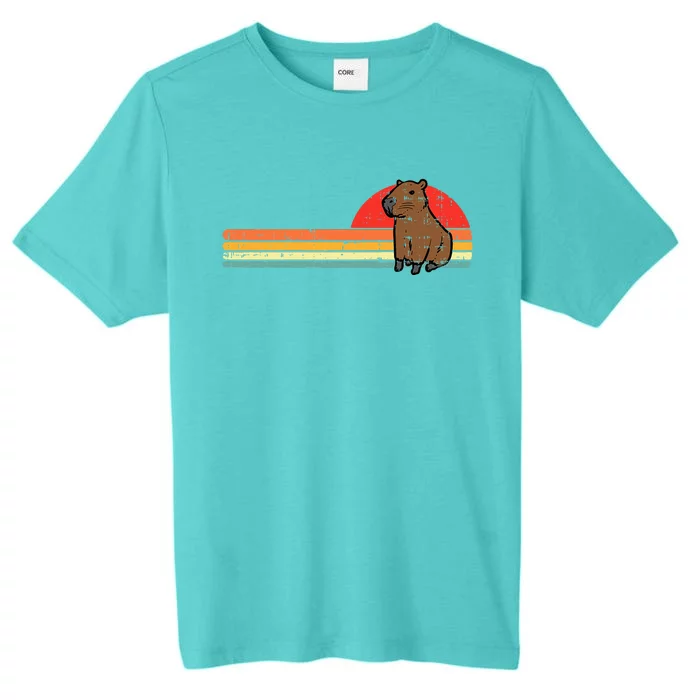 Capybara Chest Sunset Retro Capy Rodent ChromaSoft Performance T-Shirt