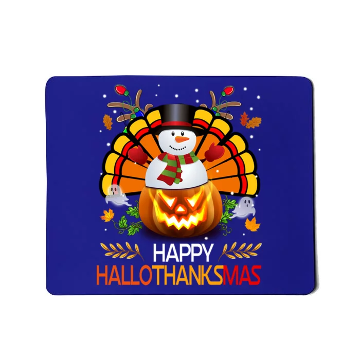 Chirstmas Cute Snow Turkey Pumpkin Happy Hallothanksmas Gift Mousepad