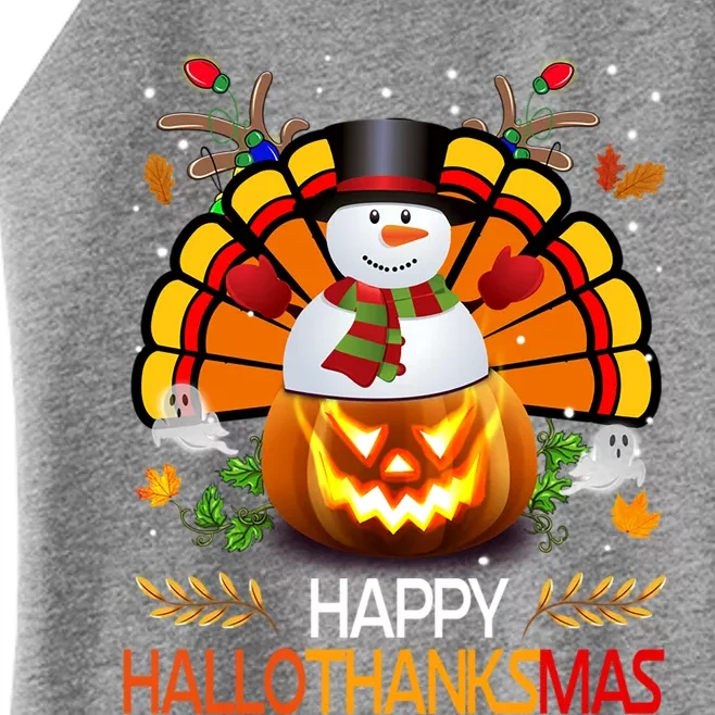 Chirstmas Cute Snow Turkey Pumpkin Happy Hallothanksmas Gift Women’s Perfect Tri Rocker Tank