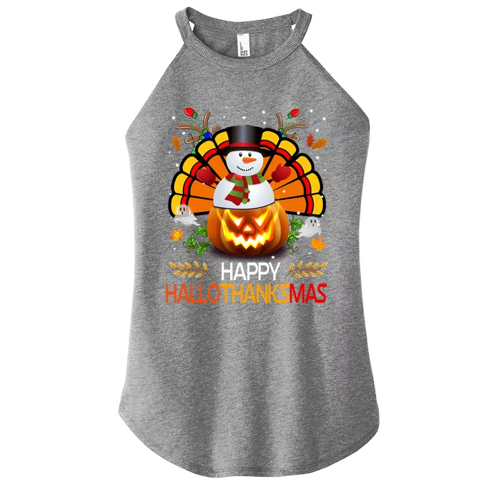 Chirstmas Cute Snow Turkey Pumpkin Happy Hallothanksmas Gift Women’s Perfect Tri Rocker Tank