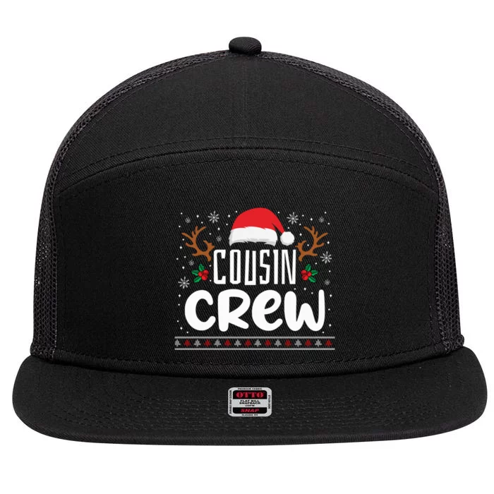 Cousin Crew Santa T shirt Christmas Family Matching Pajamas 7 Panel Mesh Trucker Snapback Hat