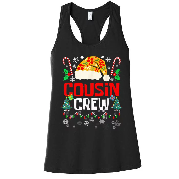 Cousin Crew Santa Pizza Hat Family Group ing Christmas Women's Racerback Tank