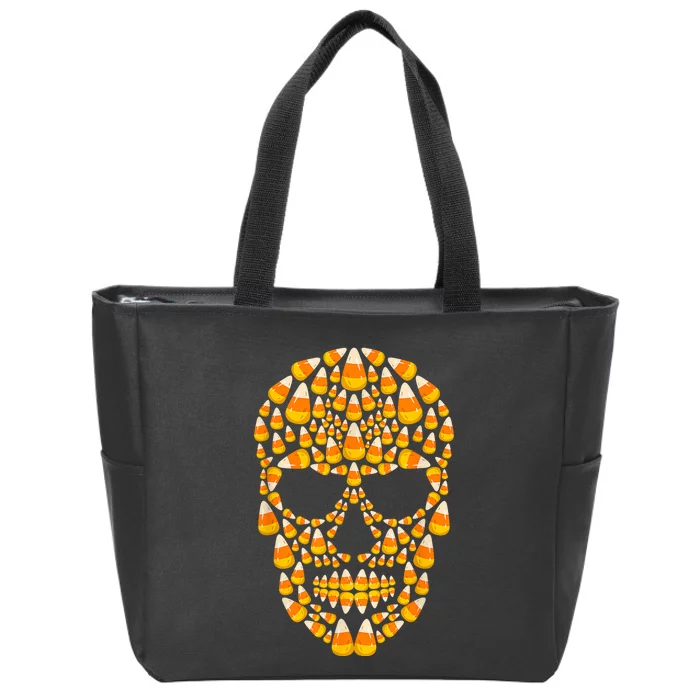 Candy Corn Skull Skeleton Halloween Funny Costume Zip Tote Bag