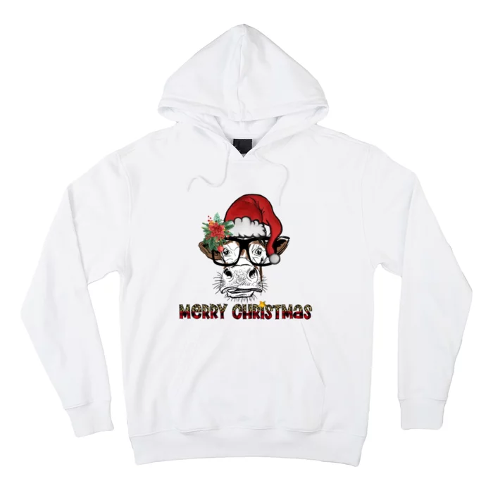 Christmas Cow Santa Hat Merry Christmas Xmas Hoodie