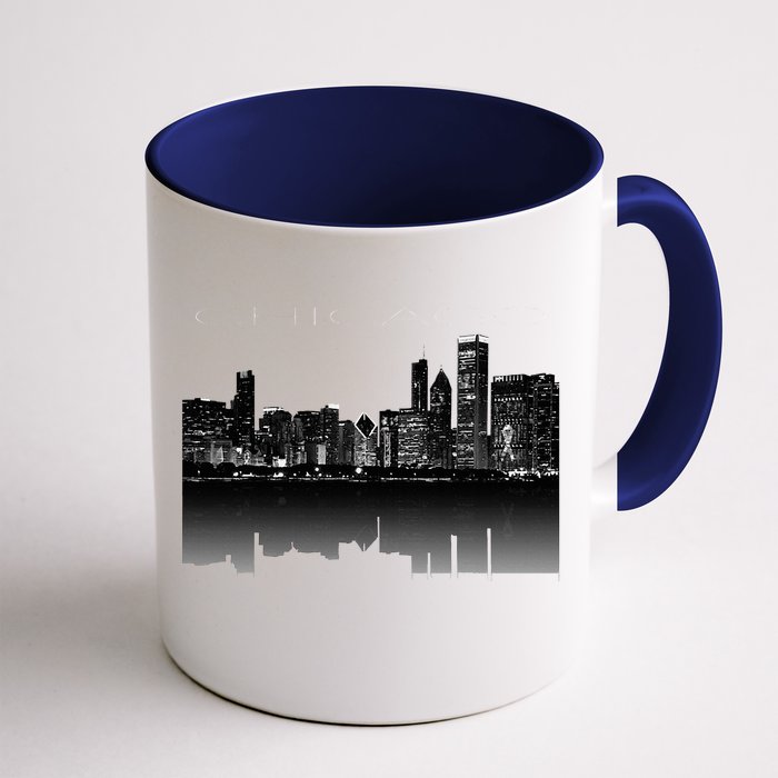 Chicago City Skyline Lights At Night Front & Back Coffee Mug