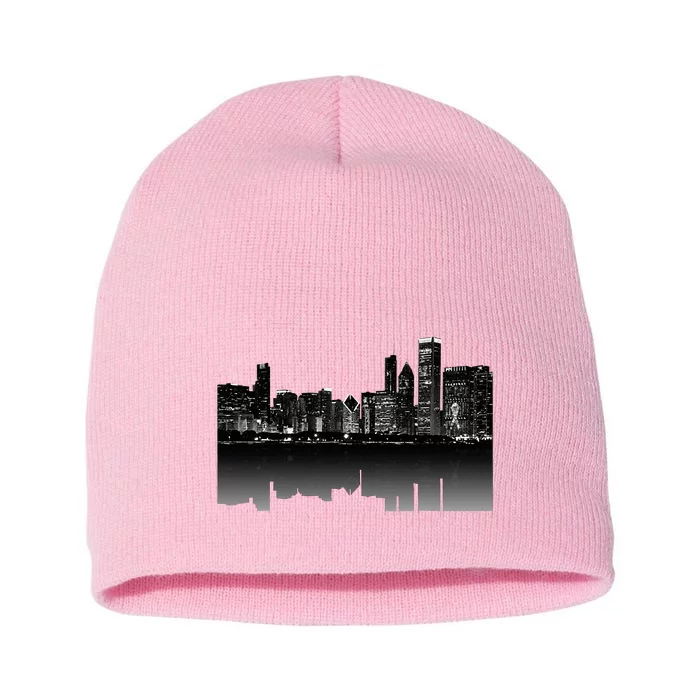 Chicago City Skyline Lights At Night Short Acrylic Beanie